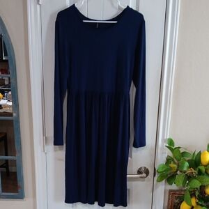 Chic Long Sleeve Navy Dress